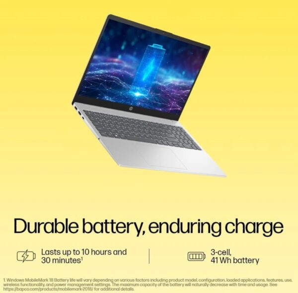HP 15s Backlit Keyboard AMD Ryzen 3 Quad Core 7320U - (8 GB/512 GB SSD/Windows 11 Home) 15-fc0026AU Thin and Light Laptop (15.6 Inch, Natural Silver, 1.59 kg, With MS Office) - Image 6