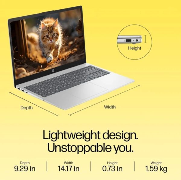 HP 15s Backlit Keyboard AMD Ryzen 3 Quad Core 7320U - (8 GB/512 GB SSD/Windows 11 Home) 15-fc0026AU Thin and Light Laptop (15.6 Inch, Natural Silver, 1.59 kg, With MS Office) - Image 7